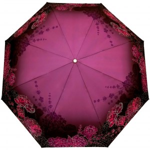 Зонт с розовыми цветами, Три Слона женский, полный автомат, 3 сл.,арт.3823-2